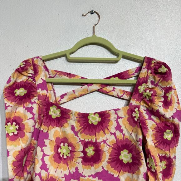 Free People Pink Combo Give Me More Floral Top Sz M NWT - Picture 3 of 13